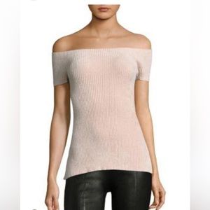 Helmet Lang Top - Seamless Off Shoulder Top Velveteen